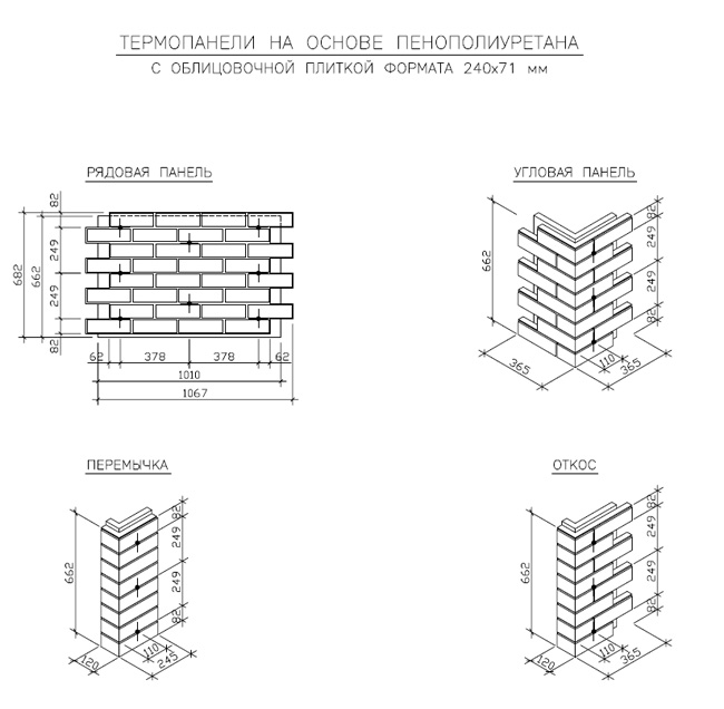 Схема клинкерных термопанелей