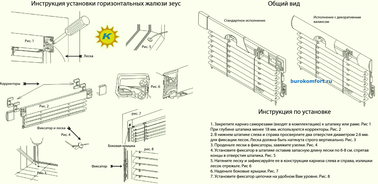 Горизонтальные жалюзи схема